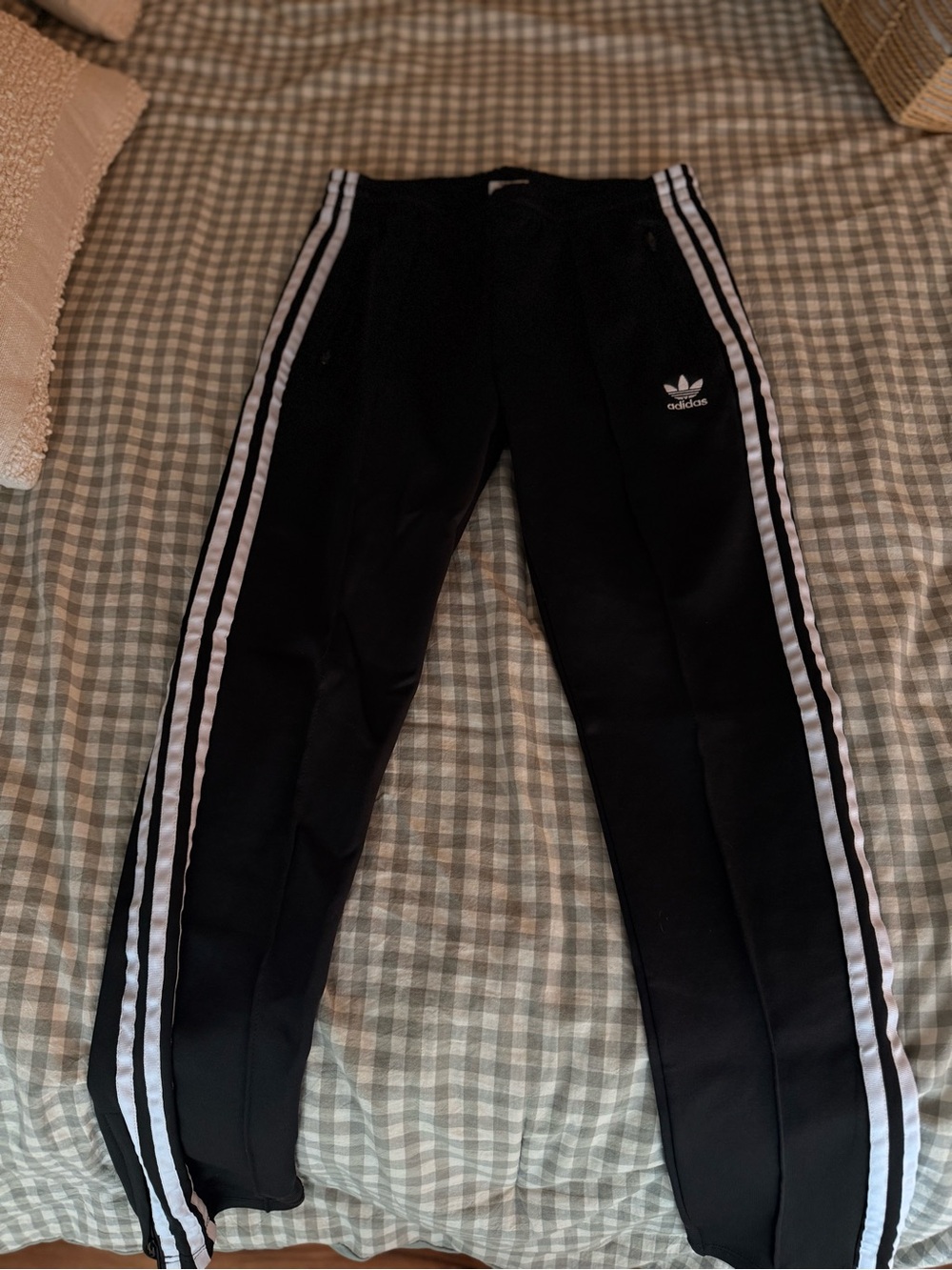 adidas Black Track Pants with White Three-Stripes